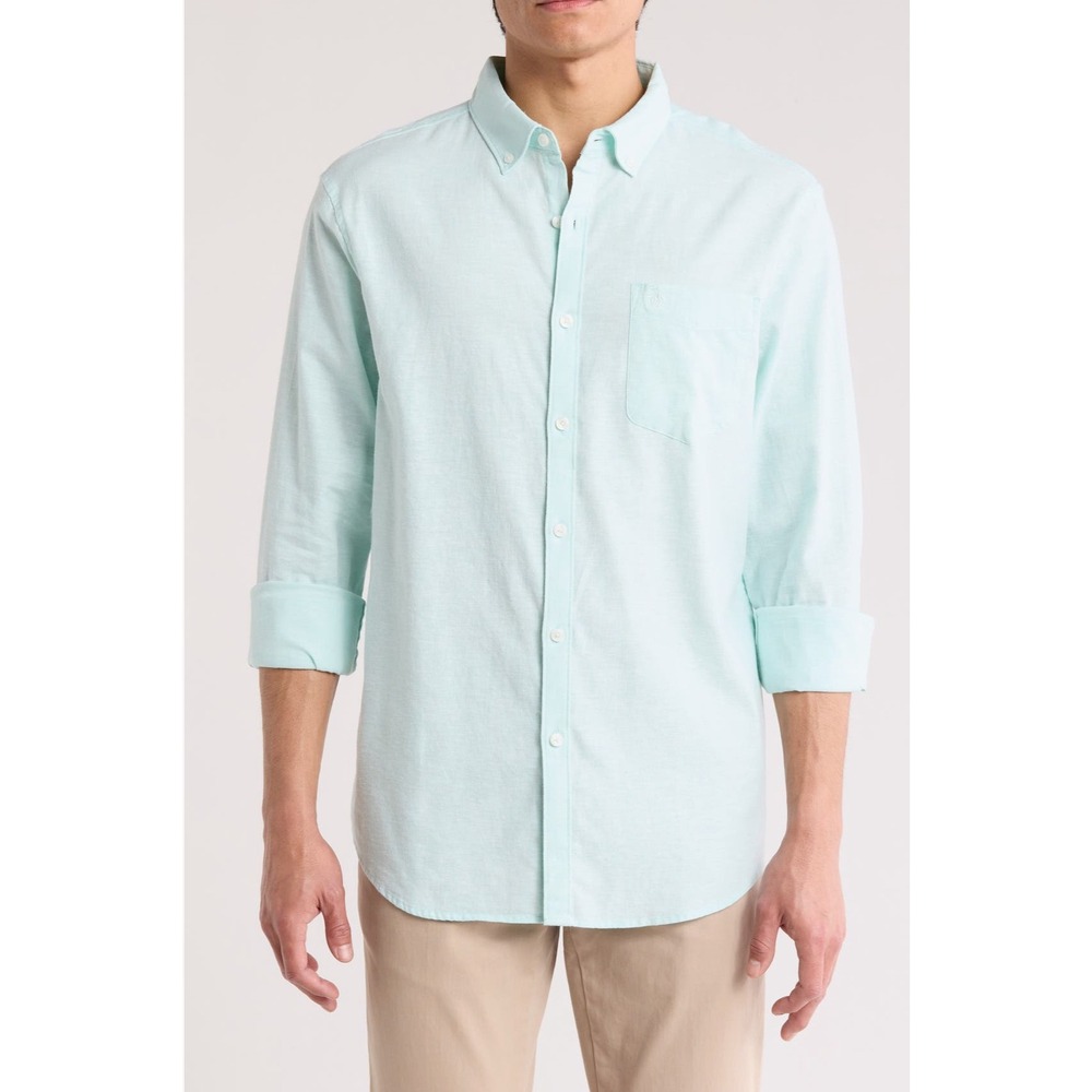Original Penguin‎ LINEN BLEND LONG SLEEVE SHIRT size SM Blue Tint